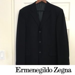 Ermenegildo Zegna Soft 100% Wool Navy Blue Blazer